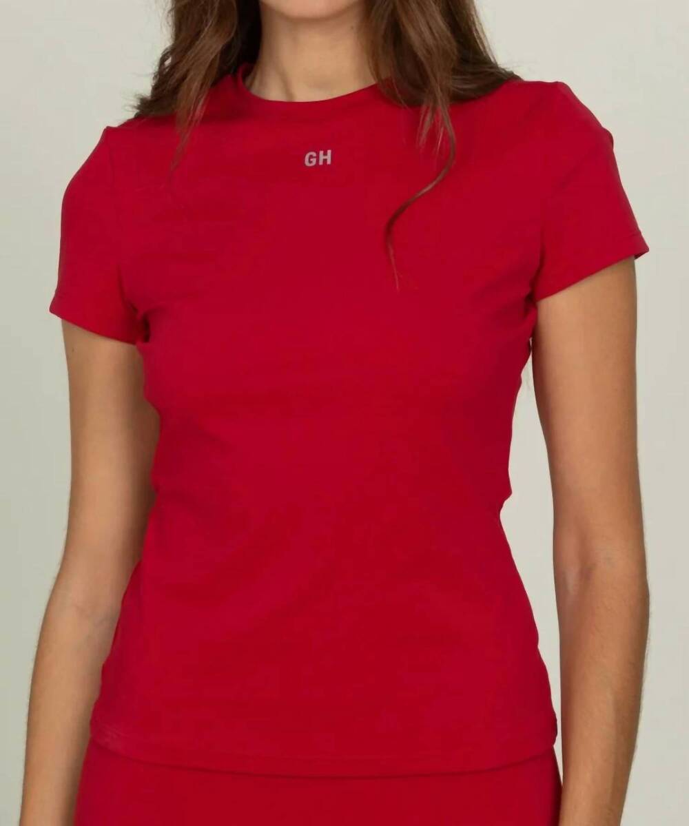 NEW GOLD HINGE essential full length short sleeve top in ruby